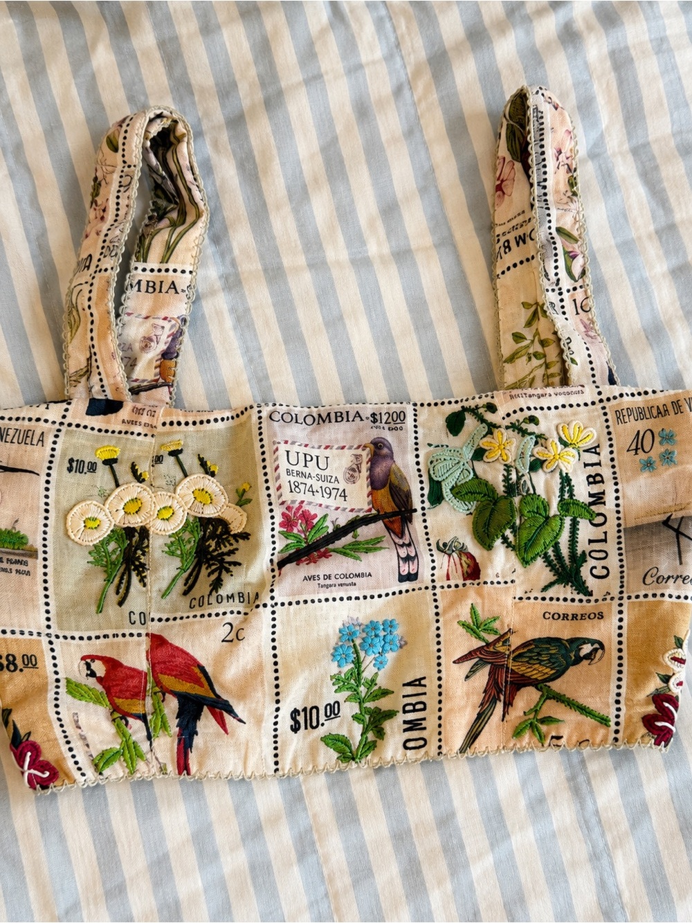 Agua by Agua Bendita Beige Floral & Bird Stamp Print Two-Piece Set - Picture 3 of 6